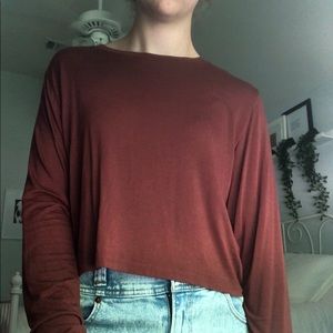 Cotton Long Sleeve Cropped T-Shirt